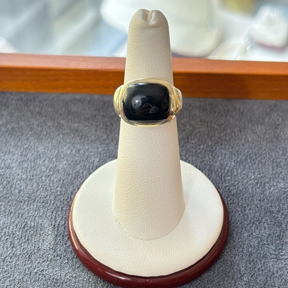 David Yurman 925 & 14k Gold Noblesse Ring with Black Onyx 5.5 - Picture 10 of 10
